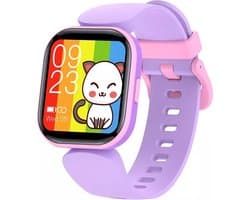 Belesy® Humble - Smartwatch Meisjes– Kinder Horloge – Stappenteller – Calorieën –Hartslag – Sporten –Je eigen foto als wijzerplaat - Kleurenscherm - Full Touch – Paars – Siliconen - Moederdag