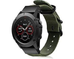 Stoffen nylon bandje gesp geschikt voor Garmin Fenix 5s - Plus & Sapphire - Fenix 6s - Pro & Sapphire - Garmin Fenix 7s / Fenix 8 - 43mm - Fenix E - Fenix 8 - Quickfit 20 / 20mm band voor Garmin smartwatches - Horlogebandje - Polsband - groen