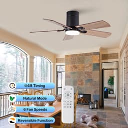 HAUSS SPOLE Ventilator – Plafondventilator Met Verlichting 42 Inch – Dimbare LED En Afstandsbediening – Metaal En Hout – Zwart Walnoot — thumbnail 2