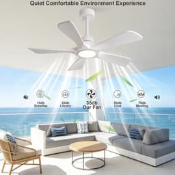Plafondventilator Met Verlichting – 106 Cm – 6 Snelheden – Metaal En Hout – Wit – Stilte, Dimbaar En Timer Voor Slaapkamer En Woonkamer — thumbnail 3