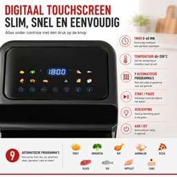 alpina Airfryer voor Pizza's tot 30 cm - Heteluchtfriteuse met 9 Programma's - Digitaal Display en Instelbare Temperatuur 80-230°C - 6 Liter - Zwart — thumbnail 1