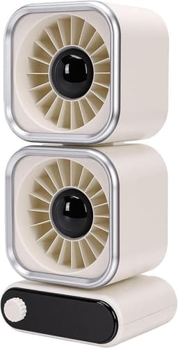 Tafelventilator met 2 Koppen - Bureau Ventilator - Persoonlijke Koeling - 100 Snelheden Instelbaar - 4000 mAh Batterij - Beige — thumbnail 4