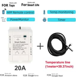 Slimme Temperatuurschakelaar - WiFi Thermostaat - Thuiskantoor Automatisering - Realtime Monitoring - 20A met 1M draad - Wit — thumbnail 4