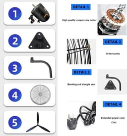 Wandventilator - Muurventilator Industriële Ventilator - Ruimte Koelen - Krachtige Koperen Motor - 55 cm - Zwart — thumbnail 5