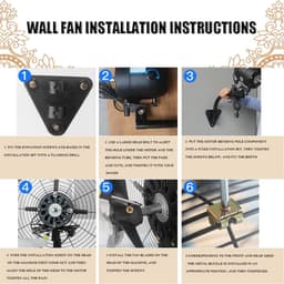 Industriële Wandventilator - Krachtige Ventilator - Luchtcirculatie Verbeteren - 120 Graden Oscillatie - 50-75 cm - Grijs — thumbnail 2