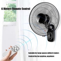 Wandventilator - Oscillerende Ventilator - Ruimte Koelen - Afstandsbediening - 1.4m Snoer - Wit — thumbnail 2