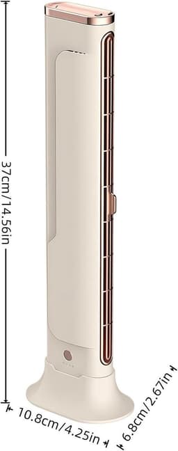 Ulisem - Torenventilator - Bladloos - USB Oplaadbaar - Compact Draagbaar - Voor Slaapkamer Auto Reizen Kamperen Caravan Garage Werkplaats Keuken Slaapzaal - Laag Geluidsniveau - Verstelbare Luchtstroom - Binnen‑ En Buitengebruik - Wit — thumbnail 3