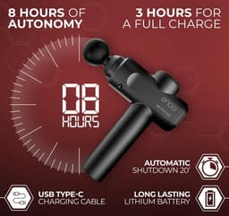 Massagepistool - Spierherstel Tool - Spierontspanning Bevorderen - 30 Snelheden 6 Koppen - 650 gram - Zwart — thumbnail 3