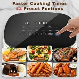 Airfryer met Venster - Heteluchtfriteuse Vierkant - Gezond Koken - Doorzichtig Kookvenster - 6.34 Liter - Grijs — thumbnail 3