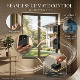 Verticale raamventilator - Schuifraam ventilator - Luchtcirculatie verbeteren - Stille werking onder 35 dB - 47-189 cm - Zwart — thumbnail 4