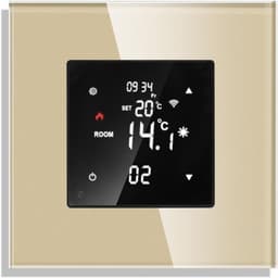 Wifi Thermostaat - Temperatuurregelaar Slimme - Energie Besparen - Telefoon Afstandsbediening - 86x86mm - Goud — thumbnail 1