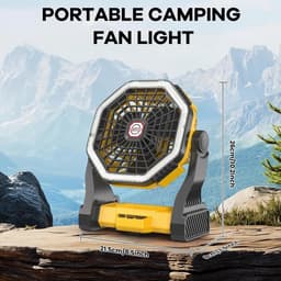 Camping ventilator oplaadbaar – 10000 mAh – Met LED licht – 4 snelheden – USB-C powerbank — thumbnail 4