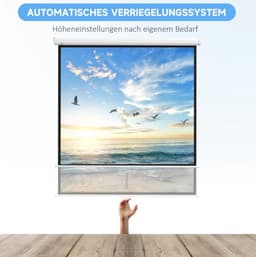 Projectiescherm 85 inch 1:1 wit, kunststof met verstelbare hoogte — thumbnail 2