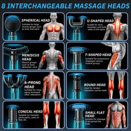 Spiermassagepistool met LCD-touchscreen - 99 snelheden - 8 massagekoppen - verlichting van spierpijn - ShopVlot — thumbnail 2