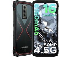 DOOGEE Blade 10 Pro Energy 4.5G - Robuuste Telefoon - Smartphone - Android 16 - 6150mAh/18W - 10.7mm - 50MP Camera - Gemini AI - UNISOC T7250 - 12 GB RAM+128 ROM（2TB/TF) - 6,56-inch HD+ 90Hz - Widevine L1 - Face ID - NFC - Drie sleuven - Grijs