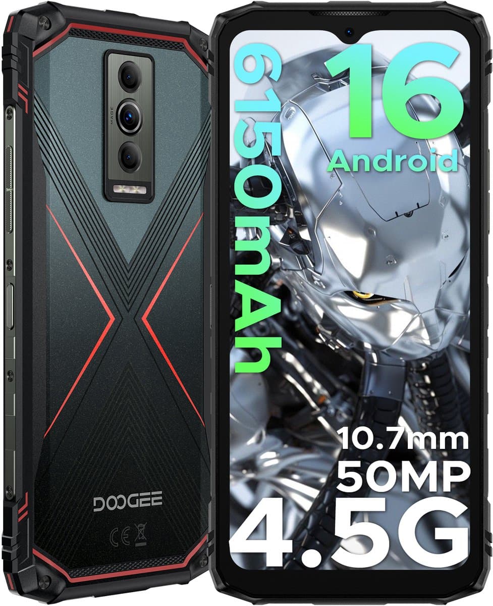 DOOGEE Blade 10 Pro Energy 4.5G - Robuuste Telefoon - Smartphone - Android 16 - 6150mAh/18W - 10.7mm - 50MP Camera - Gemini AI - UNISOC T7250 - 12 GB RAM+128 ROM（2TB/TF) - 6,56-inch HD+ 90Hz - Widevine L1 - Face ID - NFC - Drie sleuven - Grijs — afbeelding 1