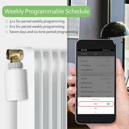 Slimme Thermostaatkraan - Radiatorregelaar - Temperatuur Regelen - Wekelijks Programmeerbaar - M30x15 mm - Wit — thumbnail 2