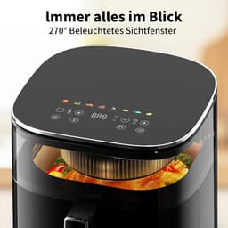 Heteluchtfriteuse - Airfryer - Gezond Koken - Met Kijkvenster - 5.7 Liter - Zwart — thumbnail 3