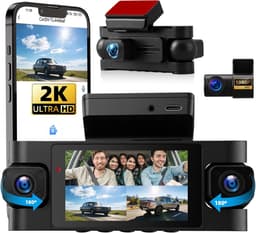 SnelShoppen - 4-kanaals spiegel dashcam met 2K + 1080p resolutie, 3 inch display, G-sensor, loop-opname, infrarood nachtzicht, parkeerhulp, GPS/WLAN-a — thumbnail 1