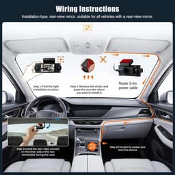 SnelShoppen - 4-kanaals spiegel dashcam met 2K + 1080p resolutie, 3 inch display, G-sensor, loop-opname, infrarood nachtzicht, parkeerhulp, GPS/WLAN-a — thumbnail 5