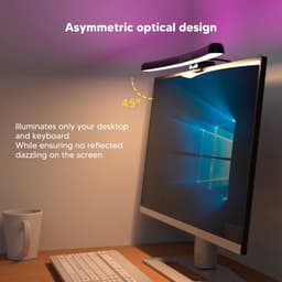 SnelShoppen - Computer Monitor Lamp met Touch Dimming, RGB Kleurverandering, Asymmetrische Optiek, LED Taakverlichting voor 15-22 Inch Curved Monitor — thumbnail 2