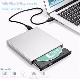 Externe DVD CD Drive - Brander Lezer - Bestanden Archiveren - USB 2.0 Connectie - Dun Ontwerp - Zilver — thumbnail 2