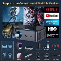 Xiwbsy - 8G Manual Focus1 - Beamer - Projector Beamer - Mini Meamer - 4k - Full HD 1080P - 1920x1080dpi - Automatische focus - met WiFi - 25000Lumens - 108W - Zwart — thumbnail 3