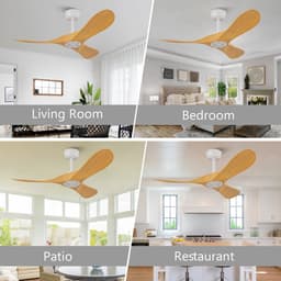 MIVRAY Plafondventilator – 42 Inch Met Afstandsbediening En 6 Snelheden – ABS – Wit Natuurlijk – Zonder Verlichting Voor Slaapkamer — thumbnail 5