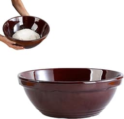 Kneedkom Keramiek - Beslagkom Mengkom - Deeg Bereiden - Non-stick Coating - 5500ML - Bruin — thumbnail 1
