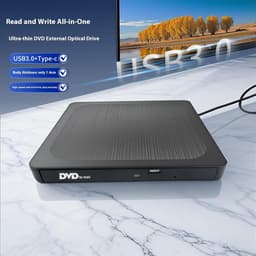 Externe CD/DVD Brander - Optisch Station - Schijven Lezen/Schrijven - USB-C en USB 3.0 - 14 cm - Zwart — thumbnail 3