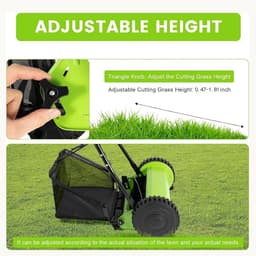 Handmatige Grasmaaier - Duwgrasmaaier Grasveger - Gazon Onderhoud - Met Opvangzak - 12 Inch - Zwart — thumbnail 2