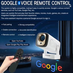 SnelShoppen - Draagbare Beamer 1080p Mini-Projector 4K Wifi 6 Android 11 200 ANSI Externe Luidspreker Bluetooth 5.4 HDMI Thuisbioscoop Voor Feest Camp — thumbnail 3