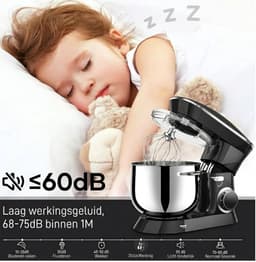 SP® Deegmachine - Kneedmachine - Mixer met Kneedhaak - Zwart - 42cm x 36cm x 27cm — thumbnail 3