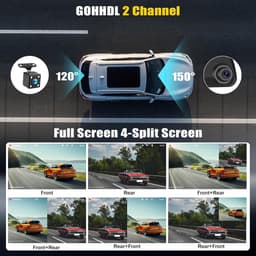 SnelShoppen - GOHHDL Dashcam 1080P met Achteruitrijcamera, 4-inch Scherm, Nachtzicht, Verkeersveiligheid, Auto Accessoire, Video-opname, Achteruitkijk — thumbnail 5