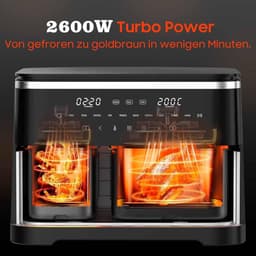 Hete Lucht Friteuse - Dubbele Mand - Gezond Koken - Sync Finish Dual Cook - 11 Liter XXL - Zwart — thumbnail 5