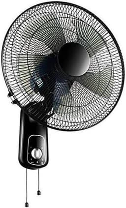 Wandventilator Elektrisch - Zwenkventilator Zwart - Ruimte Koelen - Vijf Metalen Bladen - 45 cm - Zwart — thumbnail 1