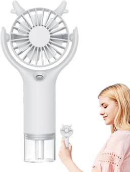 Draagbare Ventilator - Hand Fan - Verkoeling Buiten - Met Verfrissende Mist - 16.8 x 8.2 cm - Wit — thumbnail 1