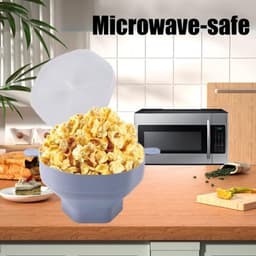 Popcornkom Siliconen - BPA-vrij - Magnetronoven Geschikt - Handvat - Eenvoudig Op te Bergen - Vaatwasserbestendig - Popcornschaal — thumbnail 2
