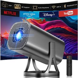 Mini Beamer - Full HD 1080P & 4K Ondersteuning - Android 12 - WiFi 6 - Bluetooth 5.4 - Draagbare Projector — thumbnail 1
