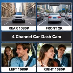 SnelShoppen - 360° 4-kanaals dashcam met 2K frontcamera, 1080P allround bewaking, parkeermodus, nachtzicht, wifi/app, G-sensor, loopopname en 3 inch I — thumbnail 5