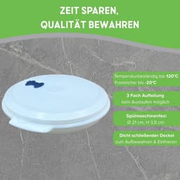 Magnetronbord met deksel - Menubord 3 vakken - Maaltijd opwarmen - Gelijkmatige verwarming - Ø 21 cm - Grijs — thumbnail 2