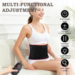 SnelShoppen - 120 LEDs Rood Licht Therapie Riem met 5 Niveaus Vibraties Massage, Infraroodlicht voor Rug, Schouder, Taille, 10 Hz Pulsmodus voor Pijnv — thumbnail 3