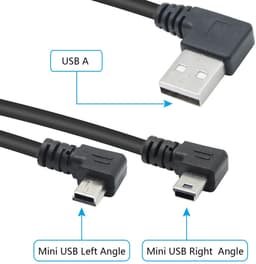 SnelShoppen - Short Mini USB Kabel 10 inch - 2.0A Plug Rechts Hoek - Voor GPS, Dashcam, Digitale Camera, Harde Schijf - 25 cm Antitangle Draad — thumbnail 5