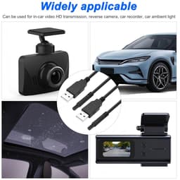 USB naar 4-pins back-up camera-verlengkabel 1 m - USB 2.0 A stekker - voor dashcam en achteraanzicht camera - ShopVlot — thumbnail 2