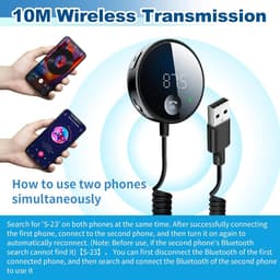 Bluetooth Transmitter Auto - FM Transmitter voor Auto - Bluetooth Receiver - Bluetooth Ontvanger - Carkit met Handsfree Bellen - Bluetooth Auto Ontvanger - Bluetooth Adapter Auto - Autolader USB-C - Voor Handsfree Bellen - Zwart — thumbnail 4