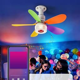 Kraftverdia® 3-in-1 plafondventilator met verlichting, RGB-muziek, afstandsbediening, stille ventilatorlamp, timer, moderne lamp voor woning (30W) [Energieklasse A+++] — thumbnail 2