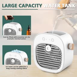 Sander Shop Mobiele Airconditioner, Draagbare Luchtkoeler met watertank, Verdampingskoelventilator, Airconditioner Zonder Afvoerslang, Persoonlijke Koelventilator voor Kamers & op de Camping — thumbnail 4