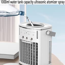 Draagbare airconditioner (1000 ml) met afstandsbediening – 4-in-1 luchtkoeler met 3 snelheden, nachtlampje met kleurverandering en timer (2-8 uur) – Mini-airco voor slaapkamer en kantoor — thumbnail 3