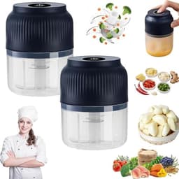 Elektrische hakker - Mini keukenmachine - Snel ingrediënten snijden - Draadloos en USB-oplaadbaar - 300ml capaciteit - Blauw — thumbnail 1