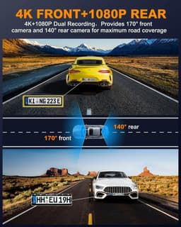 Dashcam - 4K + 1080P - Voor- en Achtercamera - 170° Groothoek - Voor Auto's — thumbnail 4